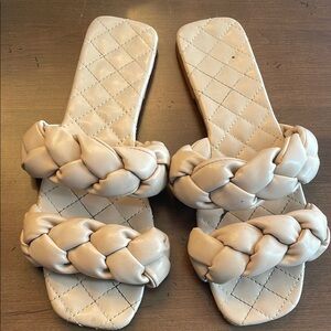 Women's Braided Slide Sandals - Cream